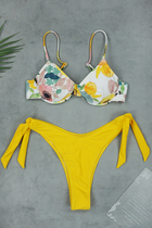 Sweet flowers high slit thong steel support sexy triangle Europe and the United States bikini new beach party half hip