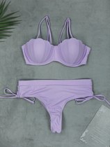Sexy steel support half hip shell lace split high fork thong sweet with fishtail bikini European and American swimsuit