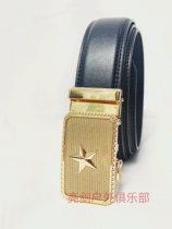 Matte frosted buckle belt Gray gold head belt automatic buckle waist five pointed star belt casual business man