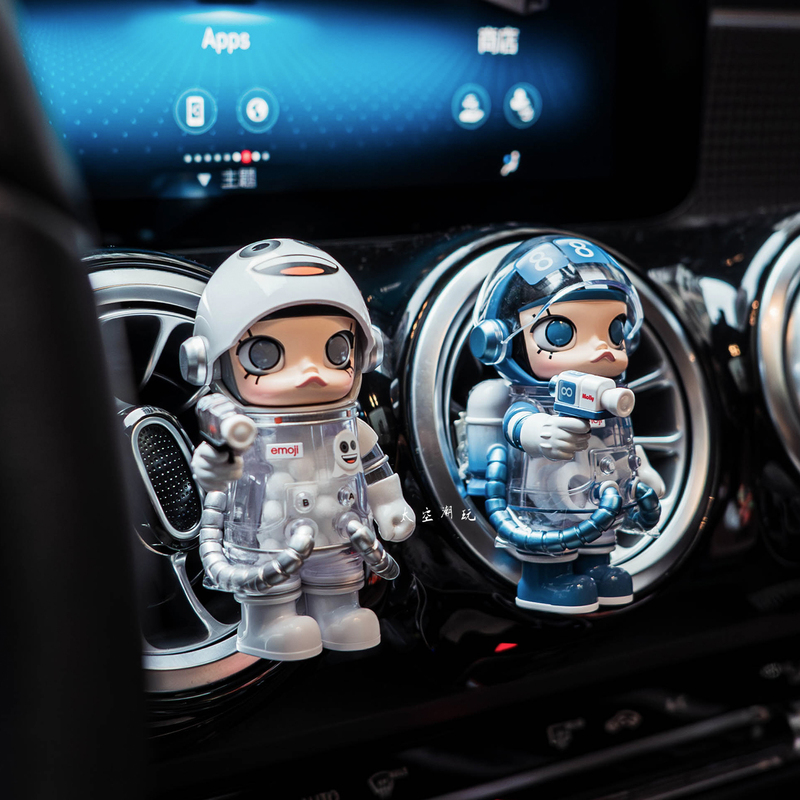 Space-Themed Trendy Toy Pop Mart Car Decoration Molly Emoji Air Vent Fragrance Car Interior Decoration Gift