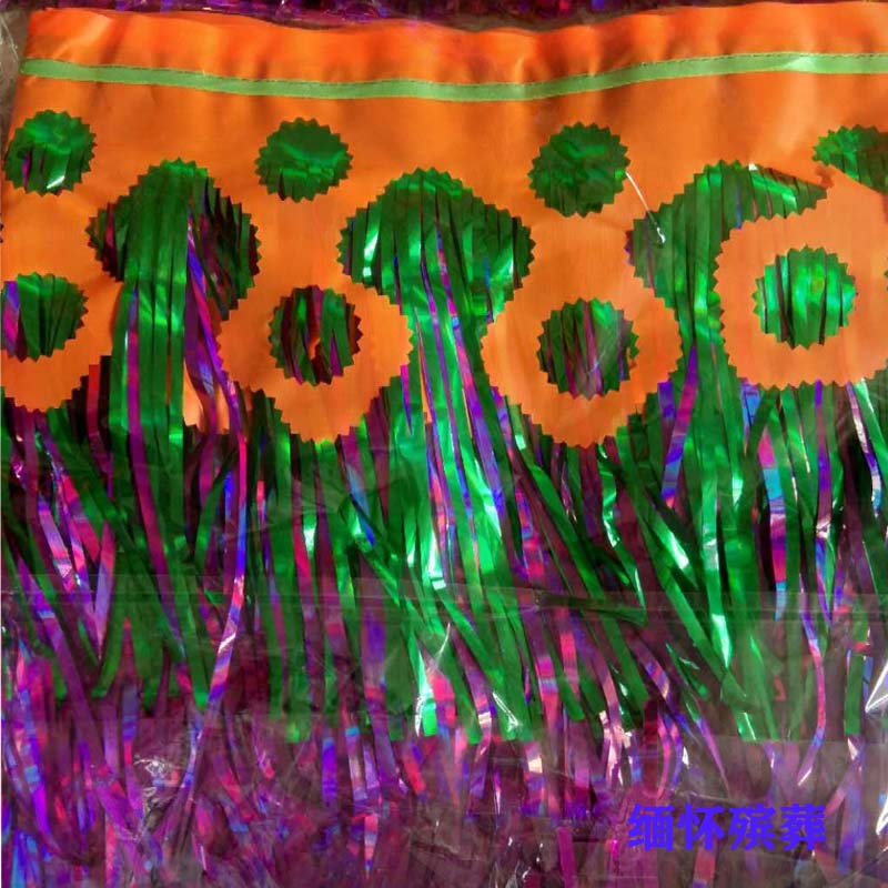 Funeral white cloth rain silk cover side spirit hall arrangement wreath flower basket cloth banner material Qingming multicolored rain silk 10