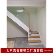 Beijing Solid Wood Staircase Customized Loft Roft Apartment Duplex Staircase Red Glass Staircase
