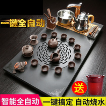 Haopin natural black gold stone tea tray Kung Fu tea set Four-in-one household set large stone tea table whole piece