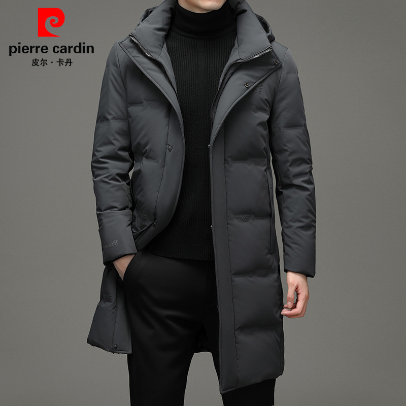 Pierre Cardin Men's down Jacket, Mid-Length, Thickened and Warm, New Winter Style, Casual Coat for Middle-Aged Men, with Detachable Hood