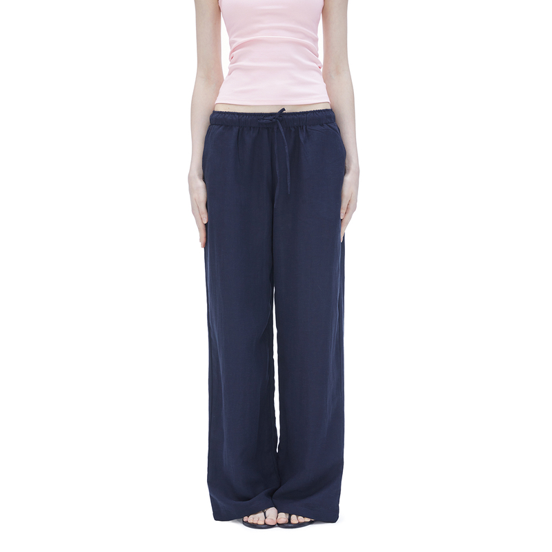 Mygreatmoment Low-Waisted Retro Tencel Linen Elastic Waist Straight Loose Versatile Casual Pants Mygreatmoment Low-Waisted Retro Tencel Linen Elastic Waist Straight Loose Versatile Casual Pants