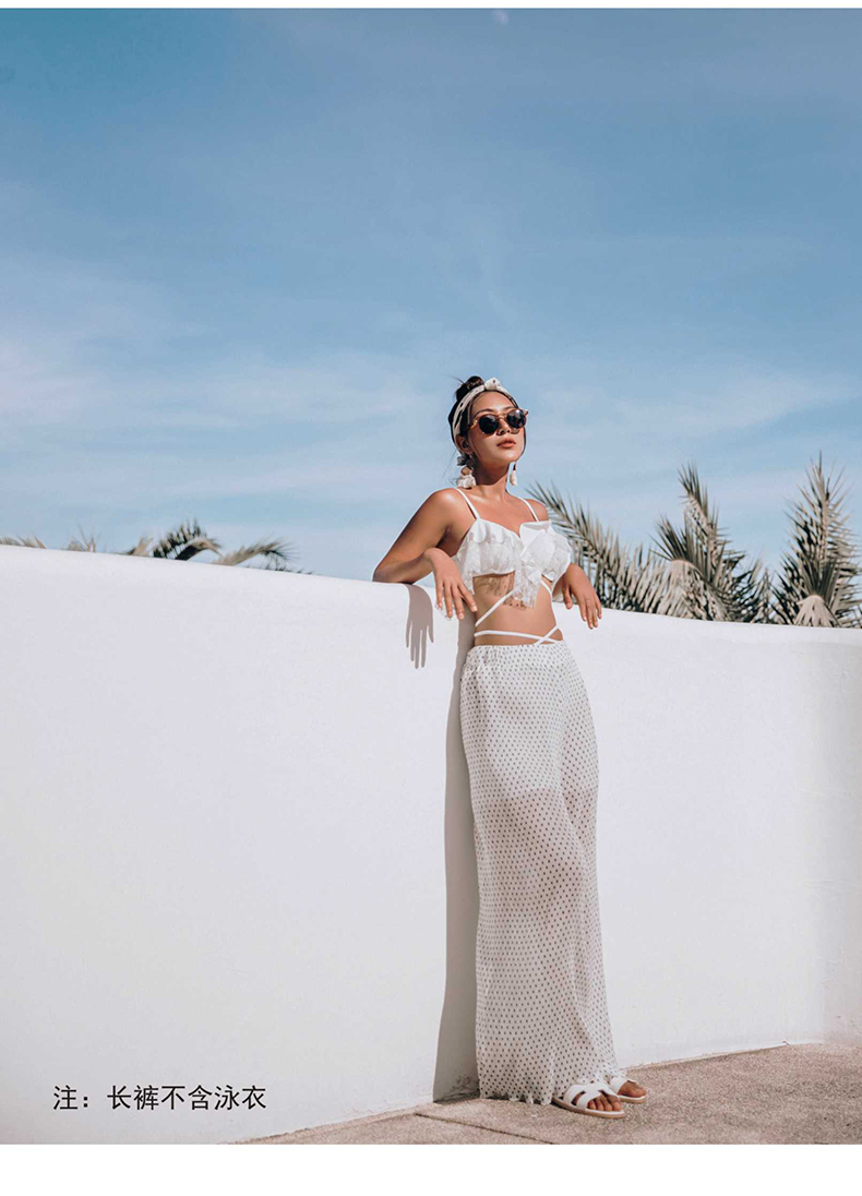 Kỳ nghỉ hè 2019 bên bờ biển kỳ nghỉ eo cao lỏng lẻo nữ cảm giác eo cao sóng quần quần voan ống rộng - Quần bãi biển quần đi biển cặp	88,888	88%