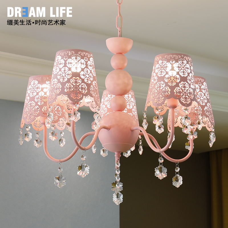 Princess water crystal light girl girl's bedroom cozy romantic field chandelia chandelia creative personality online red children's room light-Taobao
