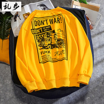 Autumn mens long-sleeved clothes mens trendy brand lovers round neck clothes loose fashion autumn youth mens clothing