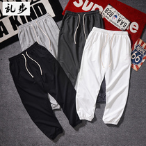 Mens casual trousers autumn bunch feet Haren pants ankle-length pants loose sports pants Tide brand pants men Korean version of the trend