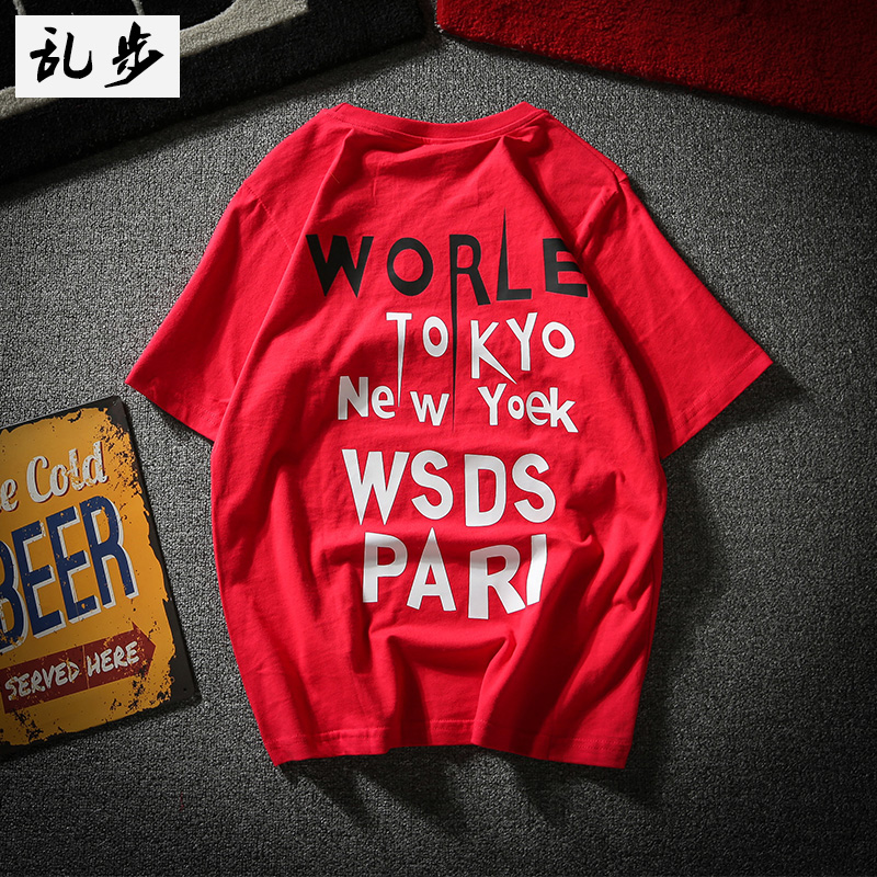 ulzzang European and American hip-hop brand BF wind loose T-shirt short-sleeved male INS super fire half-sleeve t-shirt pure cotton