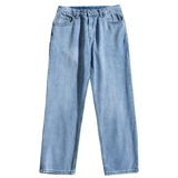 Мужские синие джинсы, штаны для отдыха, свободный прямой крой, в корейском стиле