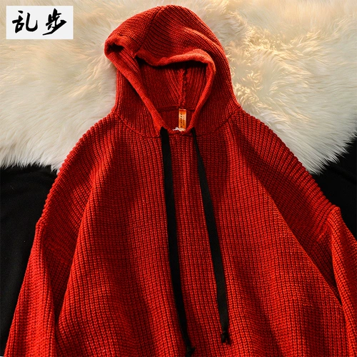 Японский свитер с капюшоном, удерживающий тепло трикотажный кардиган, оверсайз