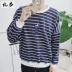 Mùa thu thủy triều nam sinh viên giản dị áo thun dài tay nam sọc lỏng áo len bat tay áo hip hop bóng chày đồng phục áo khoác áo jacket nam Đồng phục bóng chày