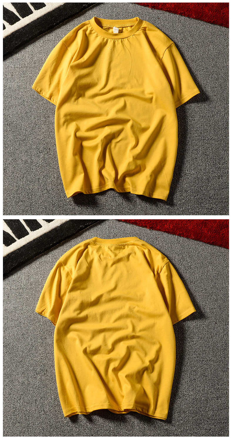 Áo thun nam tay ngắn mùa hè nam màu rắn rách nửa áo thun cotton cổ tròn đơn giản áo sơ mi chạm đáy áo sơ mi nam áo thun nam cổ tròn