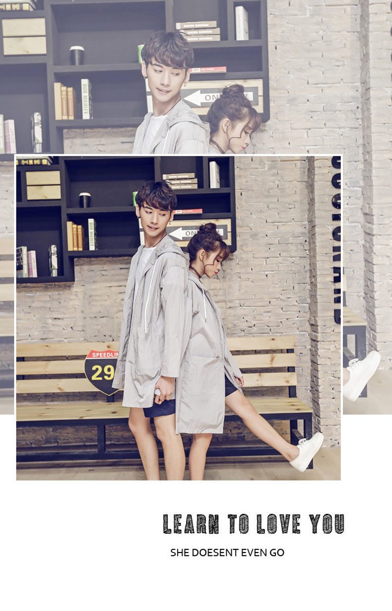 Hồng Kông phong cách couple casual kích thước lớn mùa hè kem chống nắng áo gió nam của Nhật Bản lỏng áo dài thoáng khí quần áo da áo gió giảm cân