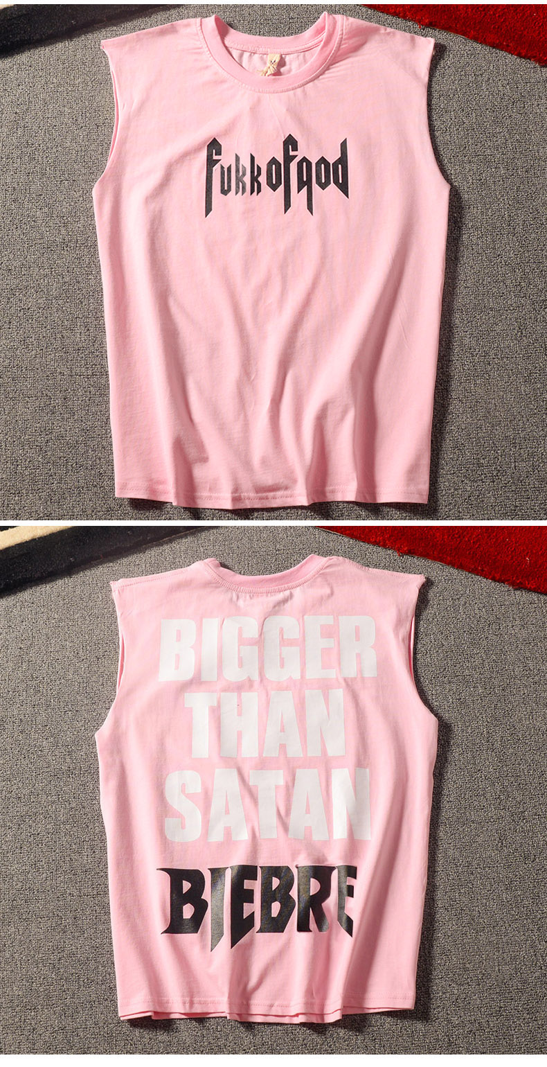 Mùa hè Châu Âu và Mỹ Biebo cùng hip hop đường phố bóng rổ vest cotton vest nam quốc gia thủy triều thể thao không tay T-Shirt áo lông cừu