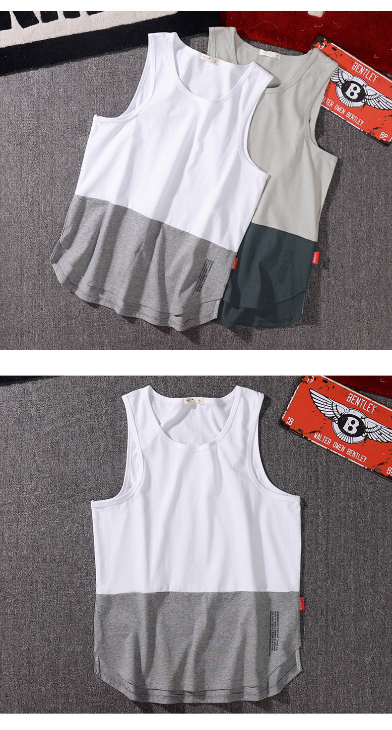 Quần cotton nam treo băng rộng dài đoạn liền màu vest châu Âu và Mỹ dạo phố xuân hè cao cấp lấy áo không tay dưới đáy triều - Áo vest cotton áo khoác nam hàn quốc mùa đông