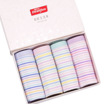 Die Anfen Womens Underwear Feminine Lace Pure Mid-waist Large Size Printed Boxer Briefs Shorts