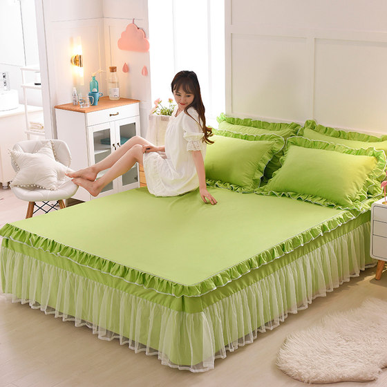 Xuan Yu Korean version of the princess lace lace bed skirt one-piece bed cover non-slip ruffles Simmons mattress protector