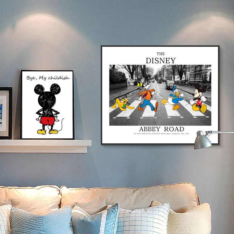 Mickey Mouse Decorative Painting, Mickey Niche Art Cartoon Wall Hanging, Bedroom Bedside, Living Room, Fresh Style Wall Mural Mickey Mouse Decorative Painting, Mickey Niche Art Cartoon Wall Hanging, Bedroom Bedside, Living Room, Fresh Style Wall Mural