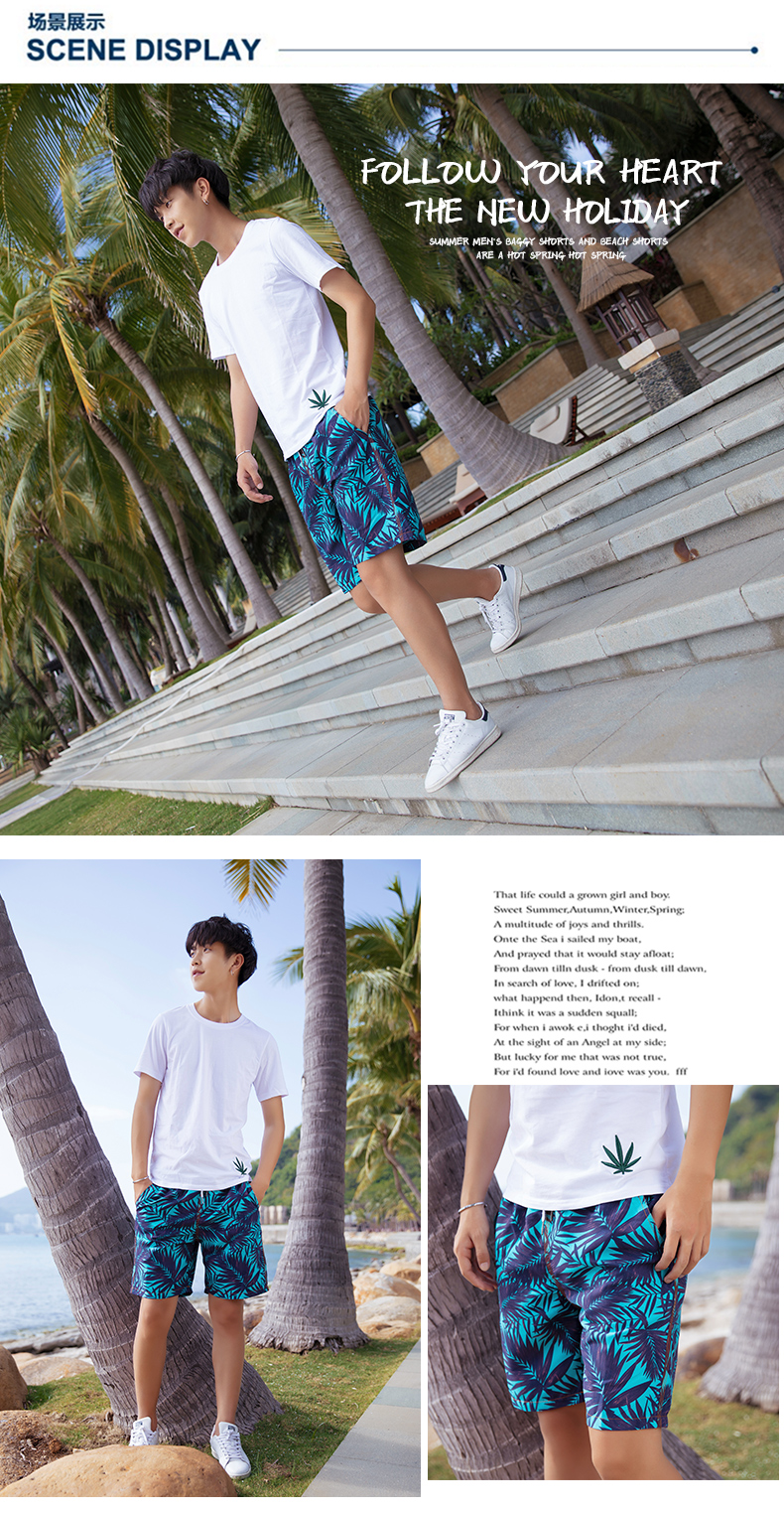 Jin Duo nhanh khô bãi biển quần nam boxer suối nước nóng tắm thân lỏng kích thước lớn bên bờ biển kỳ nghỉ quần short in quần mùa hè quần đi biển sắc màu