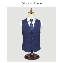 Groom Wedding Suit Waistcoat Korean version Hull Hull with Hull Hull Business Casual Single Row Button Blue Gentleman Kampa Shoulder