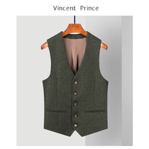 Wool suit waistcoat for men American men American casual herringbone thick floras for autumn and winter thickened waistcoat overalls for manicure