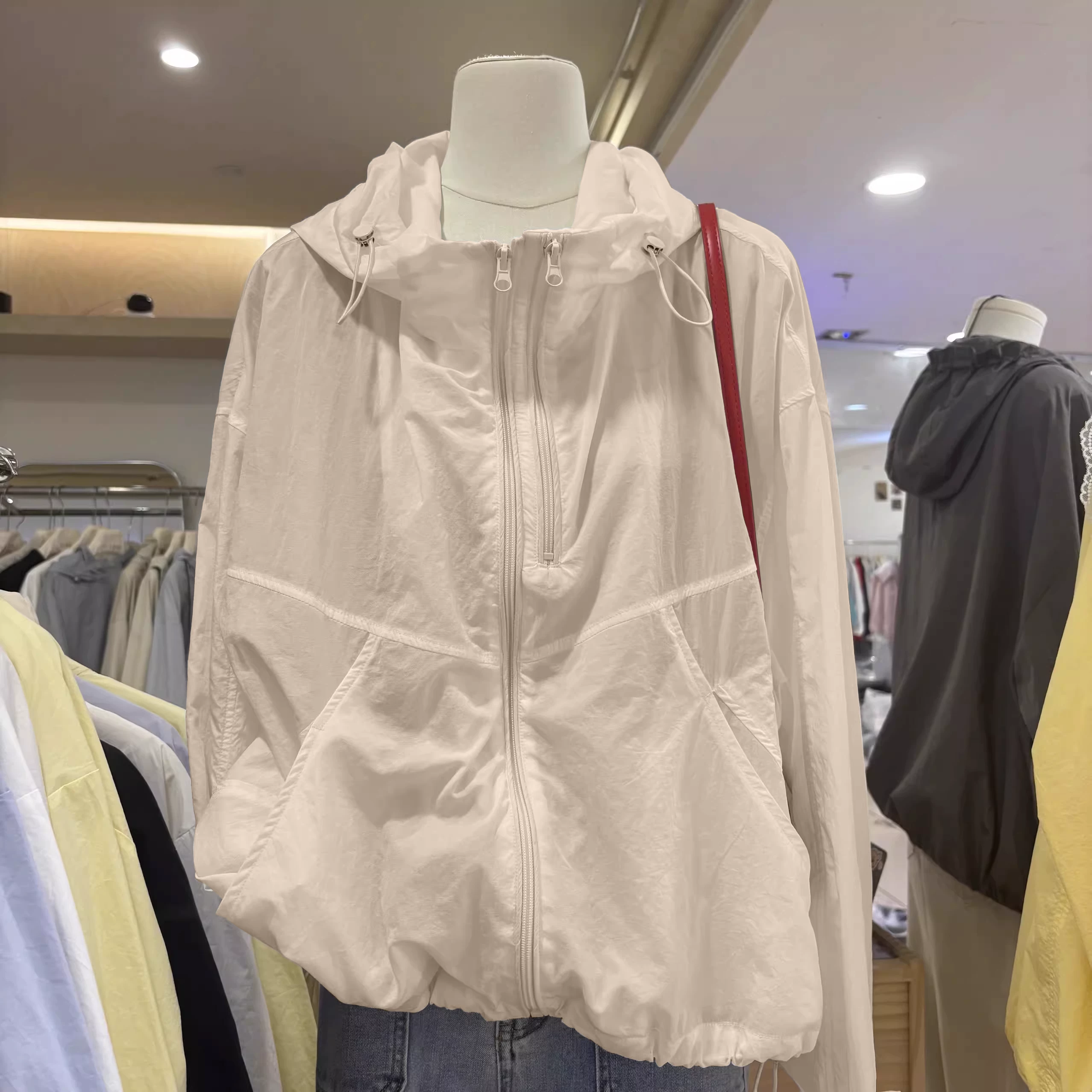 Легкая летняя куртка с капюшоном, oversize, защита от солнца