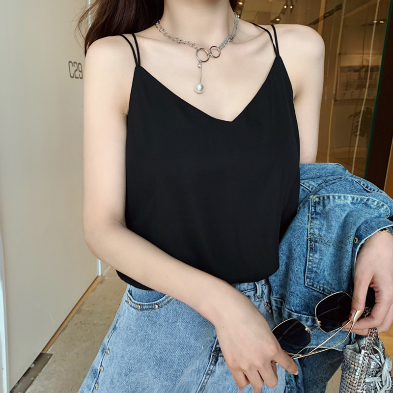 Camisole women wear a suit bottoming chiffon loose net red hot style beautiful back outside wear large size fat MM top summer