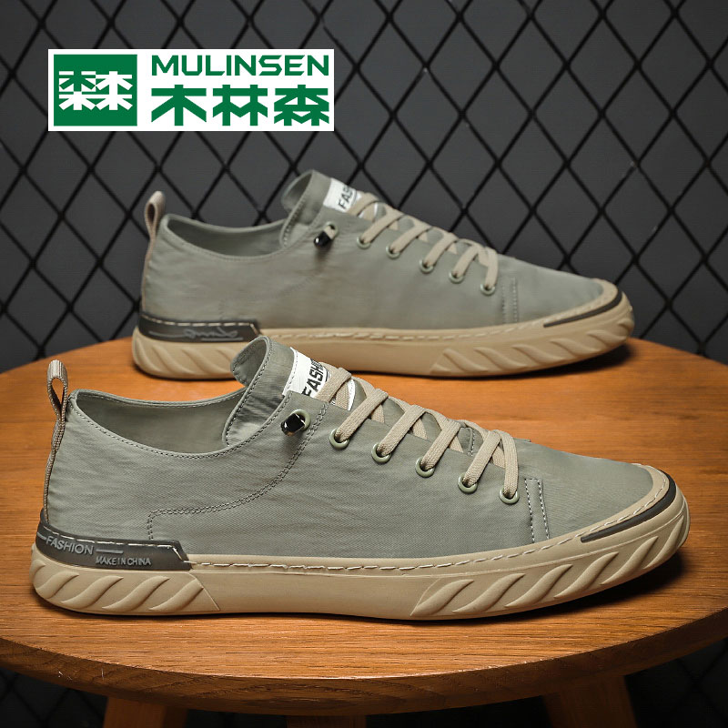 Wood Linson Sails Cloth Shoes Men's Spring New Soft Bottom Low Helps Flat Shoes Men's Summer Breathable Casual A Foot Pedal Men's Shoes