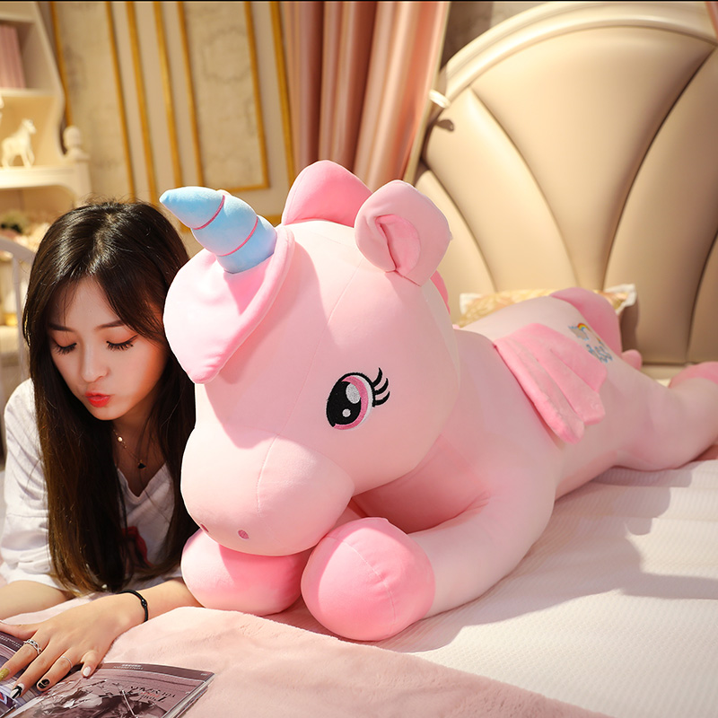 Cute net red unicorn doll pony plush toy sleeping pillow bed girl doll doll strip