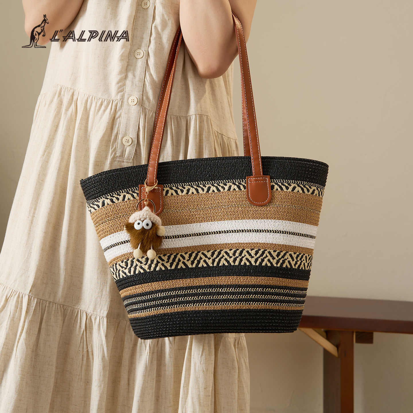 LALPINA 2026 New Bohemian Ethnic Beach Vacation Straw Bag Hand-Woven Wicker Bag for Women - Thumbnail 3