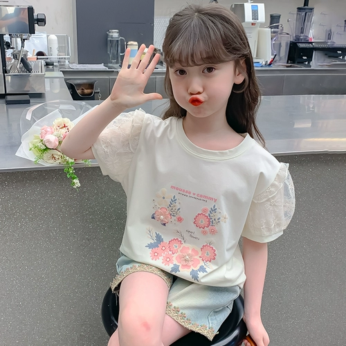 Футболка, летняя тонкая хлопковая летняя одежда, в западном стиле, популярно в интернете, короткий рукав