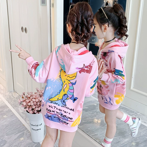 Осенняя детская длинная толстовка, в западном стиле, подходит для подростков, популярно в интернете, средней длины