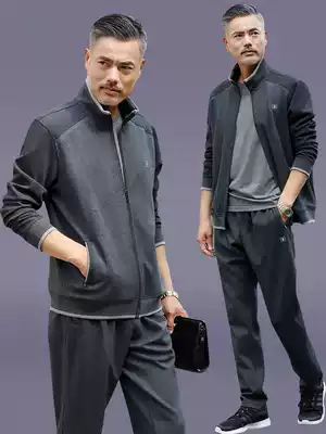 Middle-aged sports suit men's large size father autumn coat elderly casual wear men's three-piece running suit