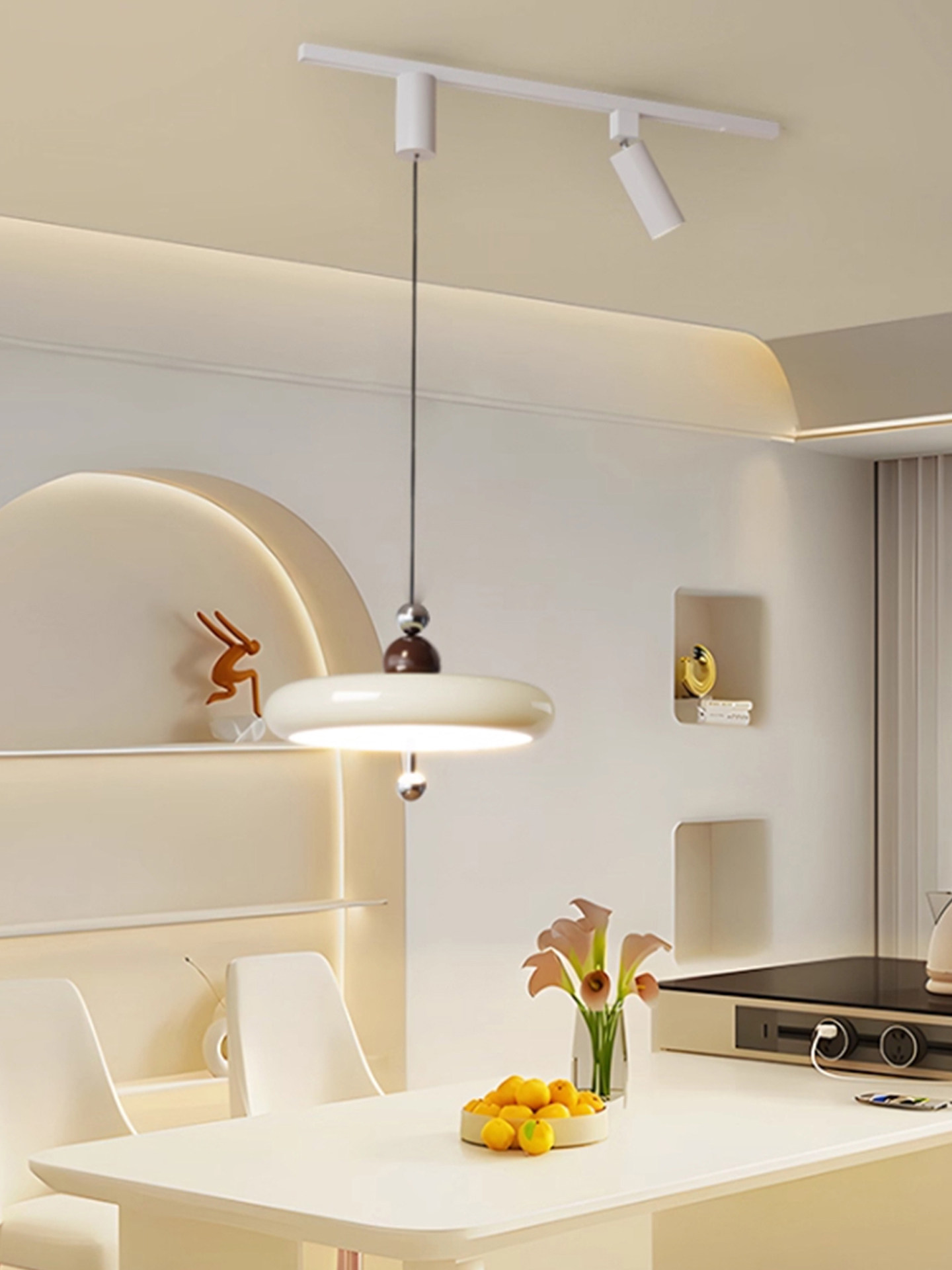 Restaurant Chandelier 2025 New Wabi-Sabi Retro Dining Table Main Lighting Modern Minimalist Track Art Bar Lamp