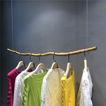 Clothing store hanger hemp rope branches natural irregular display rack upper wall clothing rack retro hanging ring