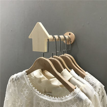 Clothing store long hook wall hanging clothes hook childrens clothing store shelf wall hanging childrens hanger wall mounted solid wood display rack