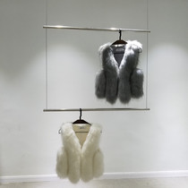 Clothing store display stand gold hanger stainless steel wall clothing rack hanging steel wire hanging double layer clothes shelf