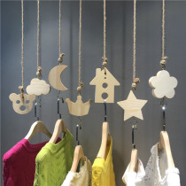Clothing store ring hanging hanger adhesive hook hemp rope star cloud hanger childrens clothing display rack hanging shelf