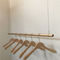 Clothing store hanging ring hanger aluminum alloy clothes rod hanging shelf Wall mens and womens childrens clothing steel wire boom display rack
