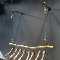 Clothing store hemp rope hanger display stand on the wall irregular branches solid wood wall hanging childrens clothing store decoration display shelves