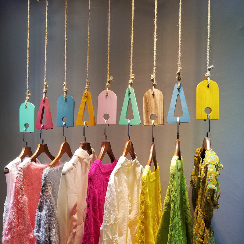 Clothing Store Rings Hanging Clothes Chain Sub Hanger Frame upper wall Hanger Shop Furnishing Retro Hemp Rope Hanger