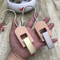 Clothing store hanger adhesive hook Golden solid wood hanging hook S hook clothes towel rack socks hat tie clip