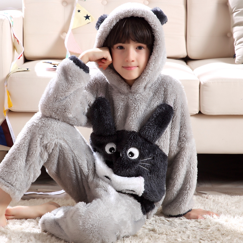 Youth pajamas male junior high school students autumn and winter coral fleece 12 middle and older children 18 years old flannel winter home service