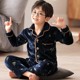 Middle and large children and teenagers pajamas boys autumn and winter flannel thickened junior high school students coral velvet home clothes set