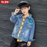 Джинсовая детская куртка для мальчиков, коллекция 2021, в корейском стиле, подходит для подростков, осенняя, в западном стиле
