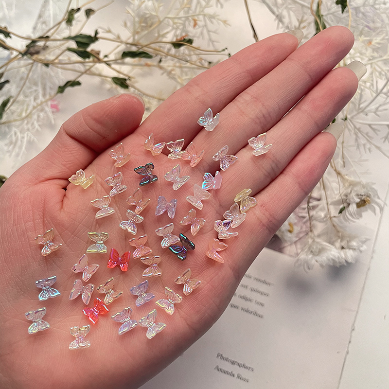 Aurora Nail Art Butterfly Ornaments Resin Transparent Three-Dimensional New Nail Decoration Internet Celebrity Accessories Diamond Decorations