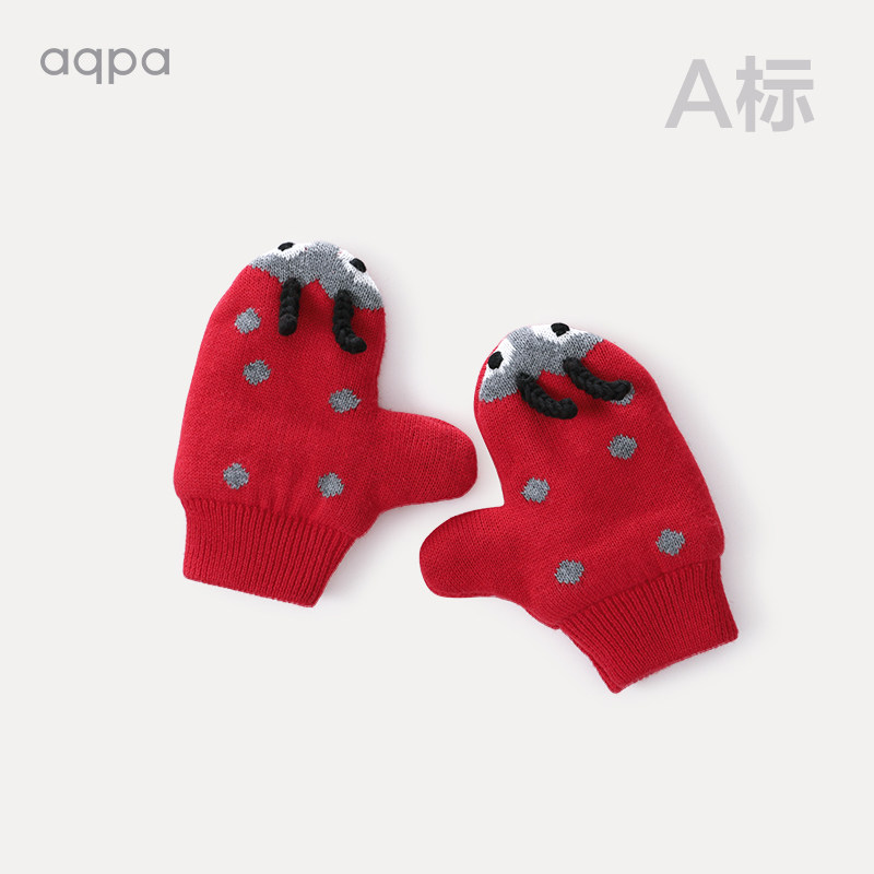 aqpa men's and women's royal red sweater gloves winter new baby warm plus fleece thickened woolen gloves supplies