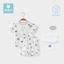 aqpa childrens underwear set summer new products mens and womens baby short-sleeved shorts cotton outfits baby two-piece set